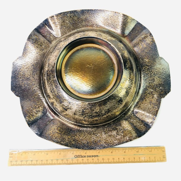 Vintage Art Deco Roman Greek Silver Plated Large Bowl Scallop Trim Disply Decor - Picture 4 of 5